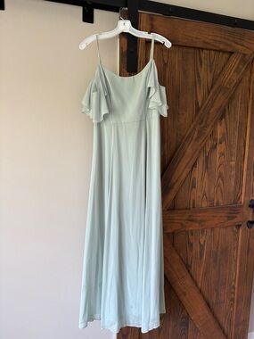 Spaghetti Strap Ruffle Maxi Dress in Mint Green